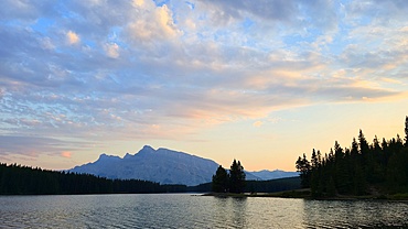 Moonlight on Jack Lake near Banff, Alberta, Canada