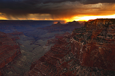 Thunderstorms over south rim, from Cape Royal, north rim, Grand Canyon, Grand Canyon National Park, UNESCO World Heritage Site, Arizona, United States of America, North America