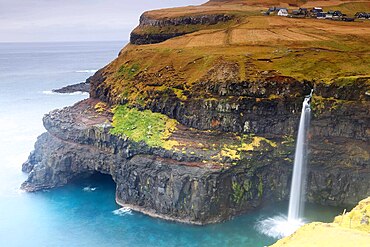 Gasadulur waterfall, Vagar, Faroe Islands, Denmark, North Atlantic