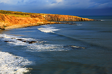 Whin Sill outcrop, Northumberland coast, England, United Kingdom, Europe