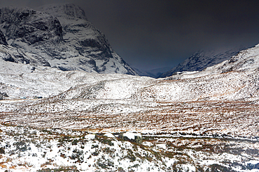 Glencoe in winter, Highland, Scotland, United Kingdom, Europe