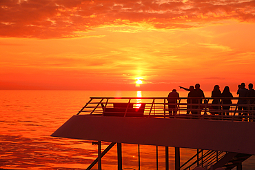 Midnight Sun off north west coast of Norway, Scandinavia, Europe