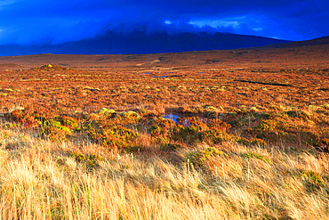 Moorland and mountains of northern Sutherland in winter, Highlands, Scotland, United Kingdom, Europe