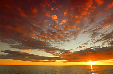 Midnight Sun off north west coast of Norway, Scandinavia, Europe