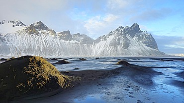 Vestrahorn Mountain and Stokksnes beach, south east Iceland, Polar Regions