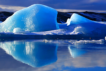 Icebergs, Jokulsarlon Glacier Lagoon, Vatnajokull National Park, southern Iceland, Polar Regions