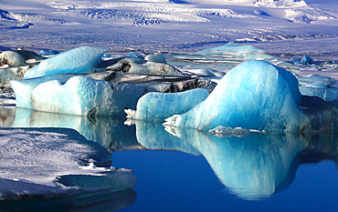 Icebergs, Jokulsarlon Glacier Lagoon, Vatnajokull National Park, southern Iceland, Polar Regions