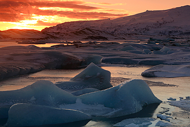 Icebergs, Jokulsarlon Glacier Lagoon, Vatnajokull National Park, southern Iceland, Polar Regions