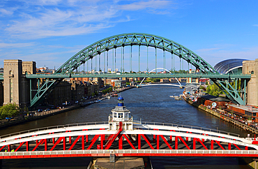 Tyne Bridge and Swing Bridge, Newcastle-upon-Tyne, Tyne and Wear, England, United Kingdom, Europe