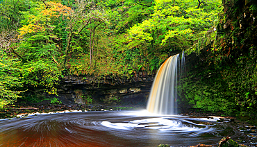 Sgwd Gwladys waterfall, Pyrddin Gorge, Pontneddfechan, Neath Valley, South Wales United Kingdom, Europe