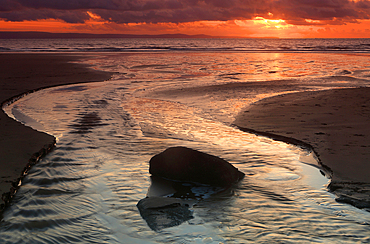 Sunset over The Bristol Channel from Dunraven Bay, Southerndown, Vale of Glamorgan, Wales, United Kingdom