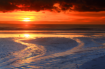 Sunset over The Bristol Channel from Dunraven Bay, Southerndown, Vale of Glamorgan, Wales, United Kingdom