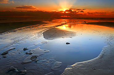 Sunset over the beach from Dunraven Bay, Southerndown, South Wales