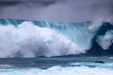 Atlantic surf at Mosteiros, north west coast, Sao Miguel, Azores Islands, Portugal