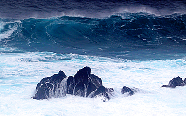 Atlantic surf at Mosteiros, north west coast, Sao Miguel, Azores Islands, Portugal