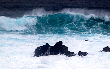 Atlantic surf at Mosteiros, north west coast, Sao Miguel, Azores Islands, Portugal