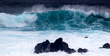 Atlantic surf at Mosteiros, north west coast, Sao Miguel, Azores Islands, Portugal