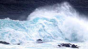 Atlantic surf at Mosteiros, north west coast, Sao Miguel, Azores Islands, Portugal