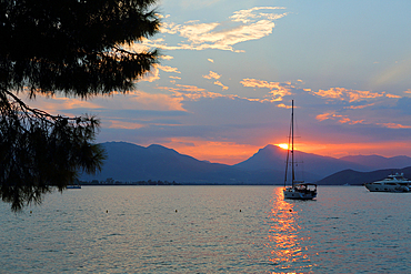 Poros Island sunset, Saronic Gulf, Greek Islands, Greece, Europe