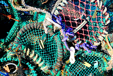 Lobster pots, Lindisfarne, Holy Island, Northumberland, England