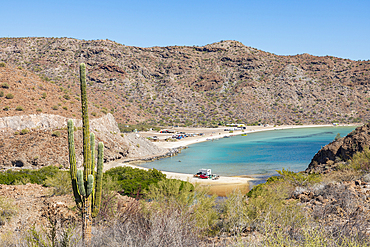 Playa Santispac, Mulege, Baja California Sur, Mexico. November 16, 2021. Santispac beach on the Baja peninsula.