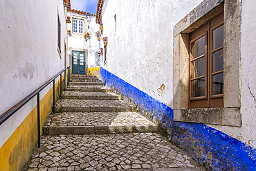 Europe, Portugal, Obidos. . A cobblestone stairway in Poirtuga