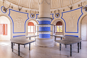 Europe, Portugal, Sintra. April 17, 2022. Interior view of the Park and National Palace of Pena, a UNESCO World Heritage Site in Sintra.