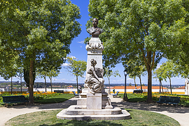 Europe, Portugal, Evora. April 20, 2022. Monument to Dr. Barahona in the garden of the Roman Temple of Diana.