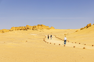 Wadi al Hitan, Faiyum, Egypt. February 20, 2022. Walking trail to fossils at Wadi el-Hitan paleontological site.