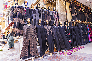 Thebes, Luxor, Egypt. February 24, 2022. Traditional abayas for sale at a clothing store in Luxor.