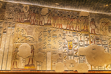 Valley of the Kings, Luxor, Egypt. February 26, 2022. Interior of the Tombs of Ramses VI in the Valley of the Kings at Luxor.