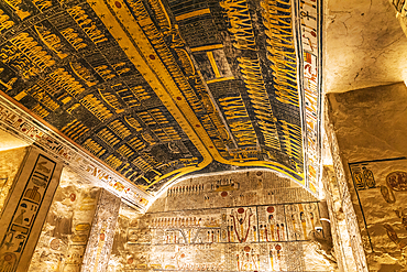 Valley of the Kings, Luxor, Egypt. February 26, 2022. Interior of the Tombs of Ramses VI in the Valley of the Kings at Luxor.