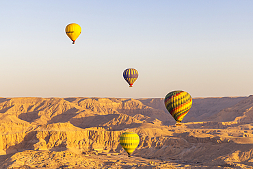 Luxor, Egypt. February 26, 2022. Hot air balloons taking tourist for a ride at Luxor.