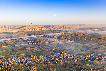 Luxor, Egypt. View from a hot air balloon in Luxor.