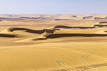 Wadi al Hitan, Faiyum, Egypt. Sand dunes in the desert at Wadi el-Hitan paleontological site.