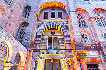 Cairo, Egypt. Entrance to a historic mosque on El Moez street in Old Cairo.