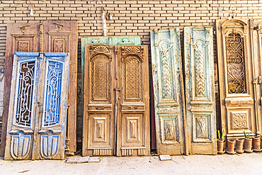 Old Cairo, Cairo, Egypt. Antique wooden doors in an alley in Cairo.