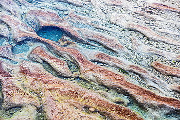 Concan, Texas, USA. The rocky river bed of the Frio River.