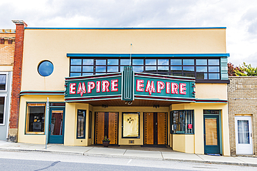 Tekoa, Washington, USA. May 24, 2021. Small town movie theater in the Palouse hills. Editorial Use Only