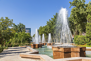 Dushanbe, Tajikistan. The Rudaki Park Fountain in Dushanbe.