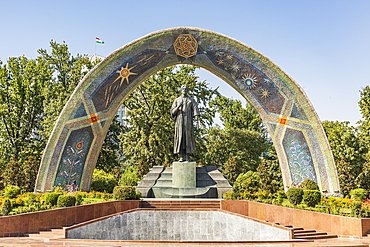 Dushanbe, Tajikistan. August 11, 2021. Monument to the poet Muhammad Rudaki, in Rudaki Park. Editorial Use Only