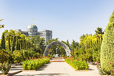 Dushanbe, Tajikistan. August 11, 2021. Monument to the poet Muhammad Rudaki, in Rudaki Park. Editorial Use Only