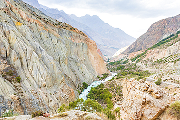 Narvad, Sughd Province, Tajikistan. The canyon of the Yaghnob River.