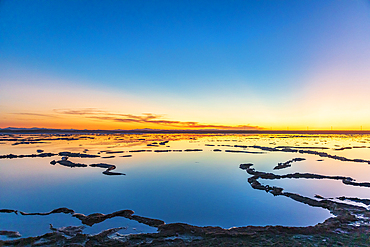 Guerro Negro, Mulege, Baja California Sur, Mexico. Salt ponds at sunset in Ba