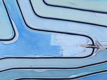 Aerial abstract view taken by drone of Potash Pond during a summer day, Moab, Utah, United States of America, North America