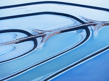 Aerial abstract view taken by drone of Potash Pond during a summer day, Moab, Utah, United States of America, North America