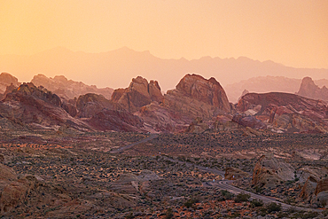 A majestic road crossing the beautiful Valley of Fire, Nevada, United States of America, North America