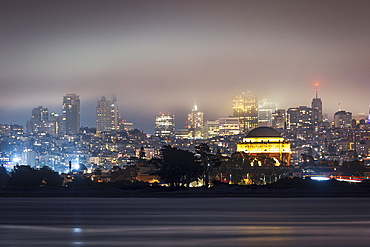 Night view of the San Francisco skyline, San Francisco, California, United States of America, North America