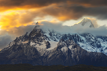 Punta Bariloche during sunset, Torres del Paine NP, Ultima Esperanza, Region de Magallanes y de la Antartica Chilena, Patagonia, Chile, South America