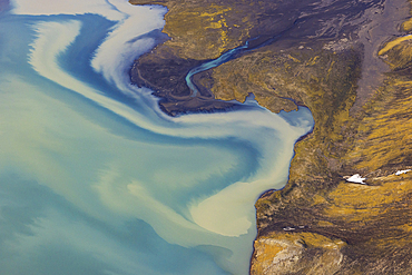 Aerial abstract view of Icelandic river, Iceland, Polar Regions